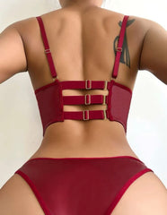 Burgundy & Black Leather Set