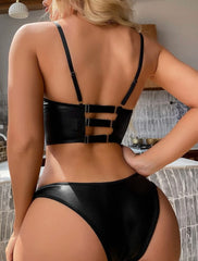 Burgundy & Black Leather Set